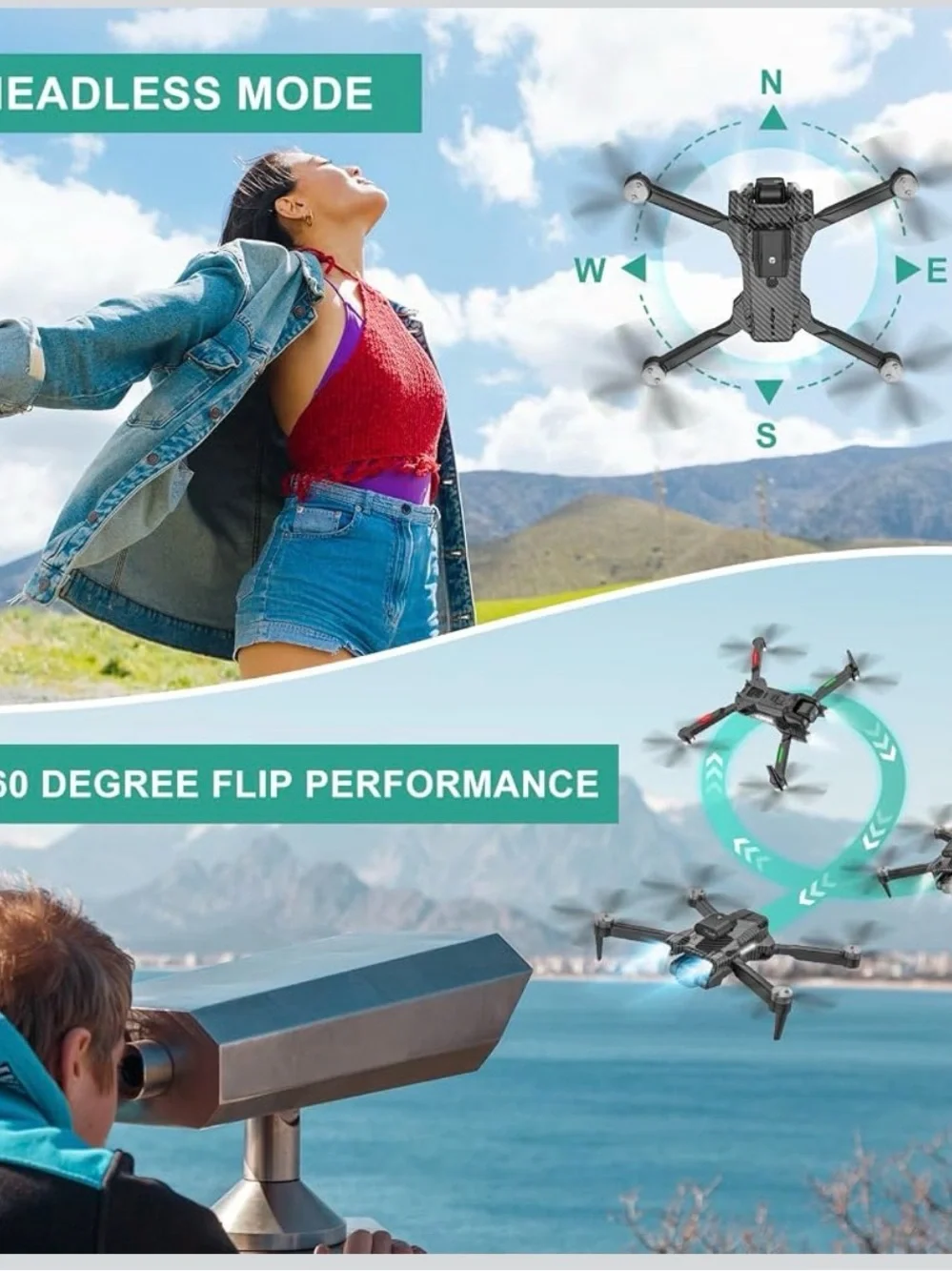 Carbon Black 4K Camera Foldable Drone with Dual Batteries & Carry Case New MSMV